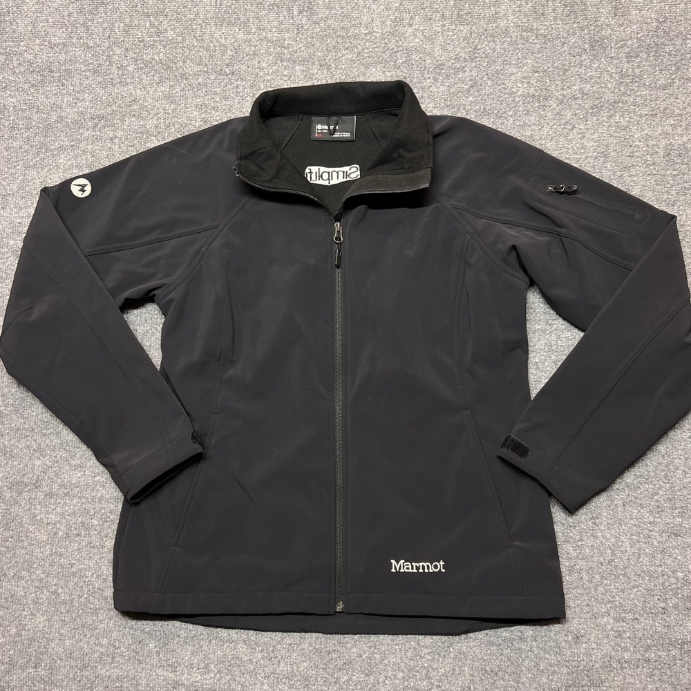 Marmot Jacket Womens Large Black Softshell Full Zip Pockets Simpli.fi Logo